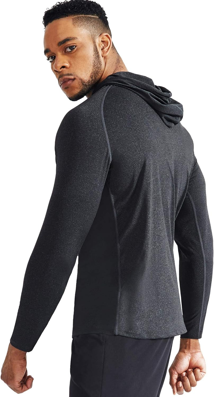 Camiseta térmica Reignardo gris oscura con capucha, vista de perfil