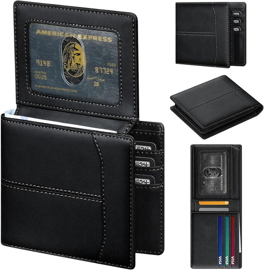 Billetera Reignardo de cuero negro, vista completa mostrando los compartimentos para tarjetas y efectivo