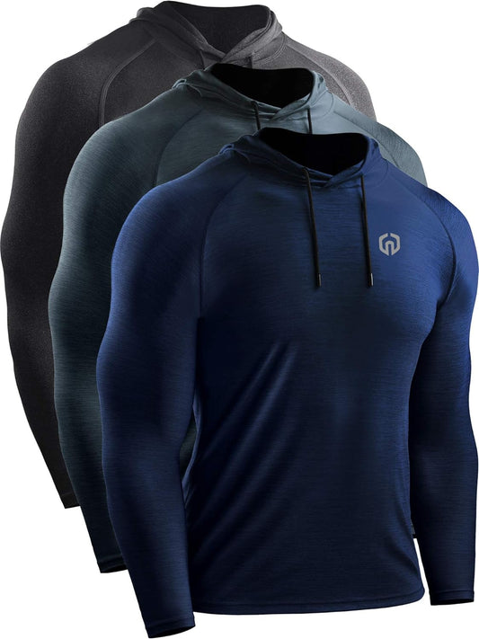 Camiseta térmica Reignardo con capucha en tres colores: negro, verde grisáceo y azul marino