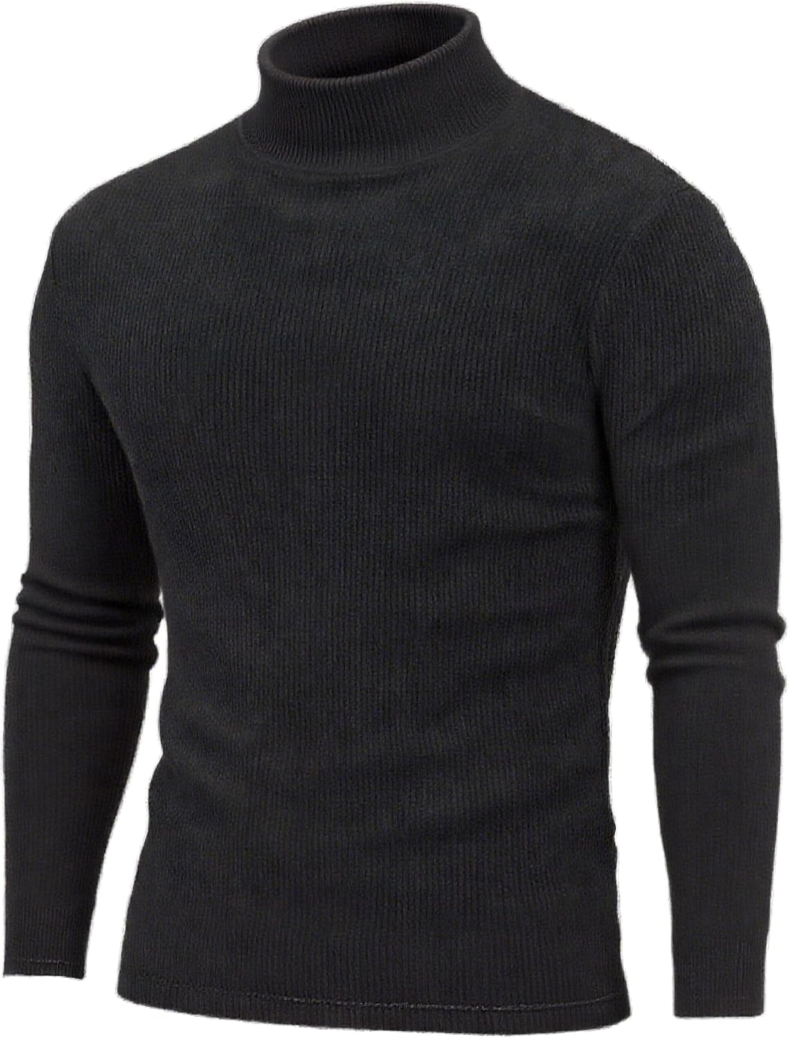 Cuello alto Reignardo en punto acanalado negro, corte slim fit